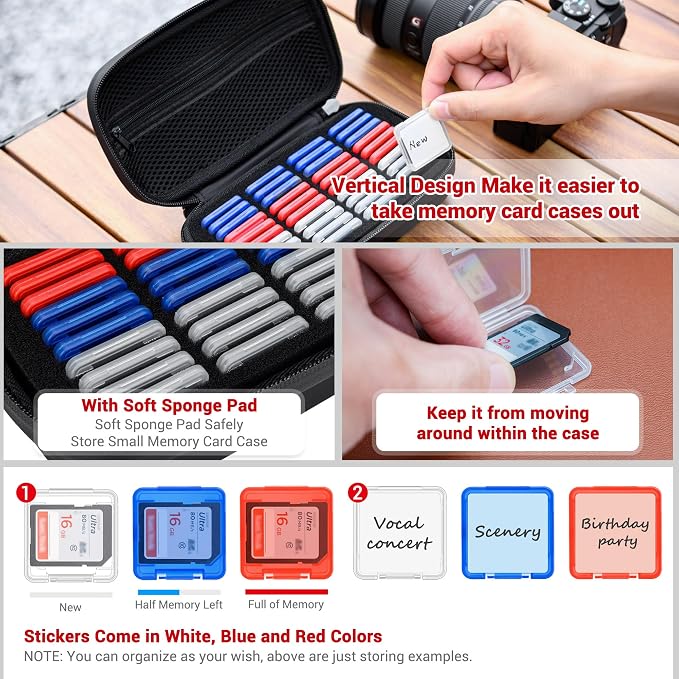EVA PU SD Card Case with 40 PCS Individual Plastic Memory Card Holder - Image 3