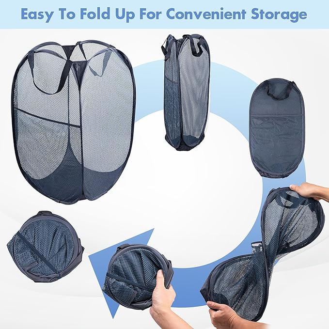 DUCOO Pop Up Laundry Hamper, 70L Collapsible Mesh Laundry Basket - Image 5