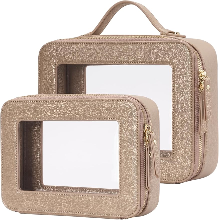 Popvibe Clear Makeup Bag Travel Cosmetic Case Transparent Toiletry Bag by POPVIBE