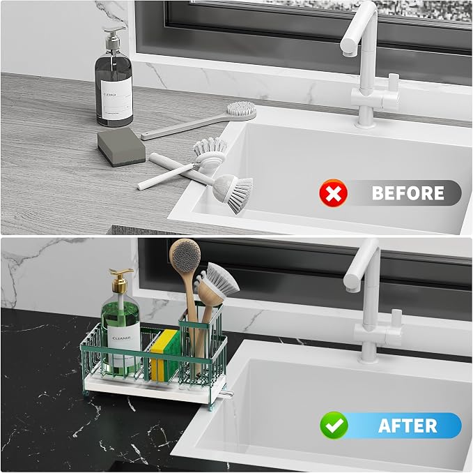 Cisily Sponge Holder for Kitchen Sink, Sink Caddy Organizer - Image 7