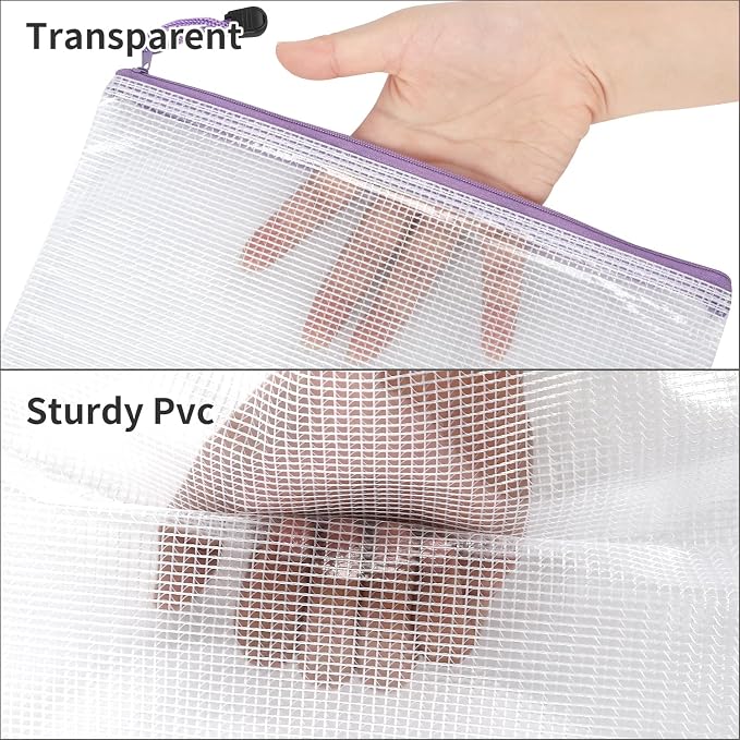 EOOUT 30pcs Mesh Zipper Pouch Bags, 8 Sizes Plastic Bags, 8 Colors Zipper - Image 3