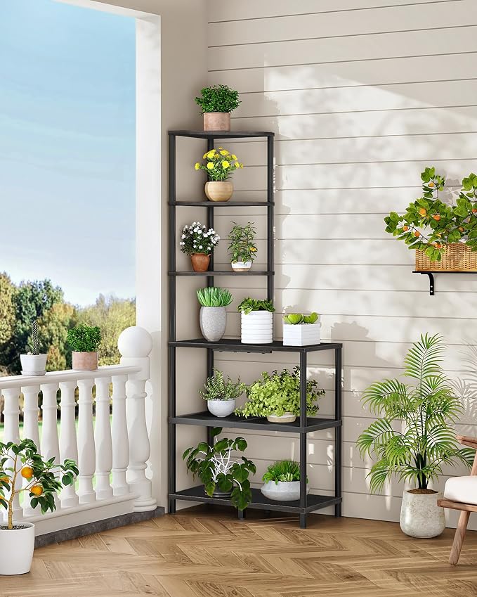6-Tier Corner Shelf, Industrial Corner Bookshelf - Image 7