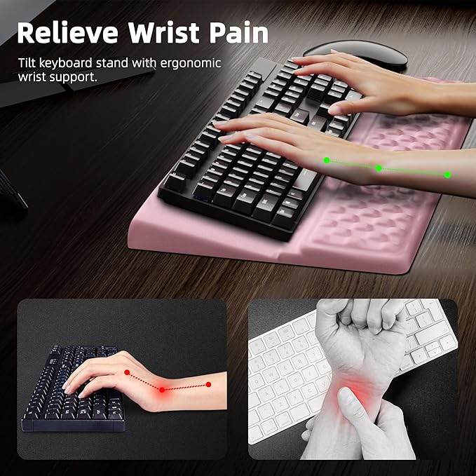 Ospelelf Keyboard Wrist Rest Pad, Comfy Ergonomic Keyboard Stand Riser Holder - Image 2
