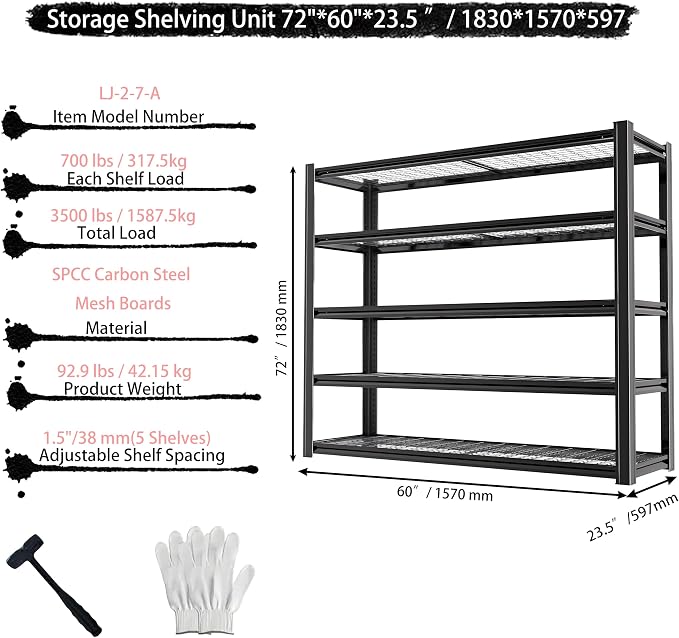 Standing Shelf Units Heavy Duty Storage Rack 3250LBS Industrial Wire Mesh - Image 3