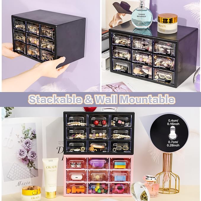 Desk Storage Organizer with 9 Drawers, FODIENS Stackable Desktop Craft Drawer - Image 5