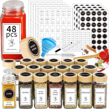 Aliggbent Spice Jars with Lable, Spice Containers Bottles, Glass Seasoning Jars by AliggbentGoodChoice