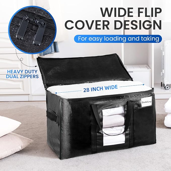 TAILI Extra Large Moving Bags, 10 Pack Black Heavy Duty Totes - Image 3