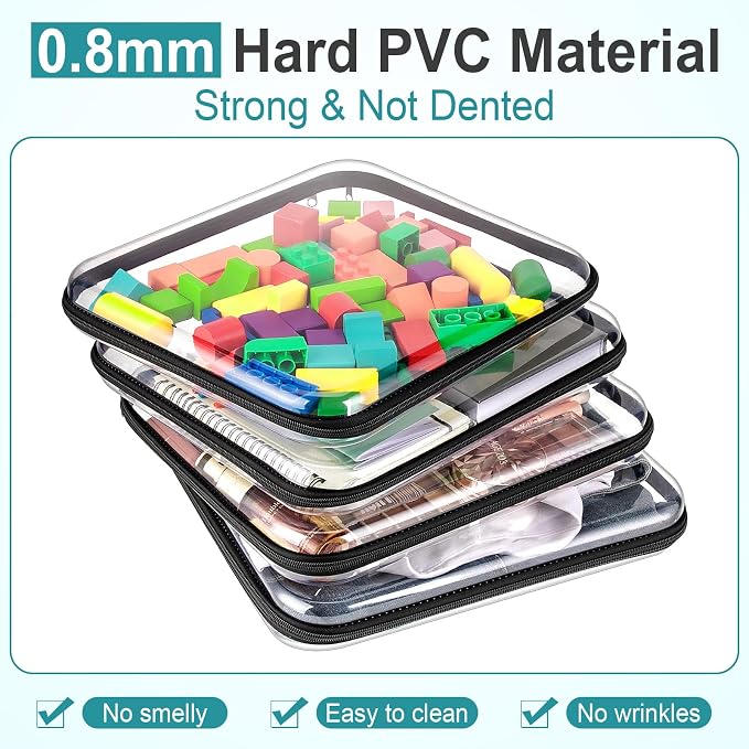 Sanwuta 6 Pcs Clear Hard Zipper Case Hard Plastic Zipper Pouches Transparent - Image 4