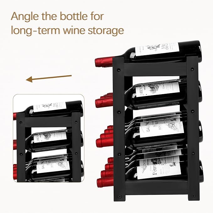 VASMIA Wine Rack, 4-Tier Bamboo Wine Racks Countertop, Sturdy and Durable Wine - Image 7