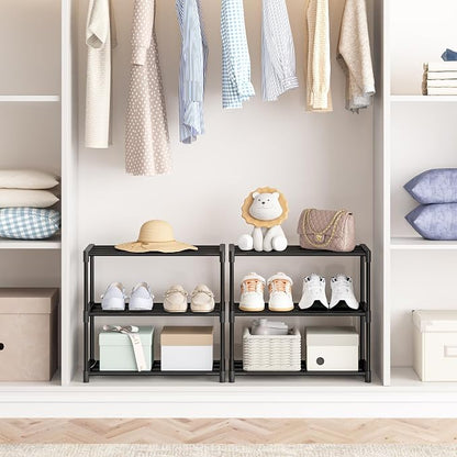 Autonomier 3 Tier Extra Small Shoe Rack, Narrow Stackable Shoe Shelf - Image 2