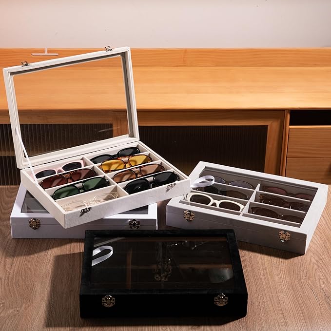 Frebeauty Sunglass Organizer, Velvet Glasses Organizer, 8-Slot Sunglasses Tray - Image 6