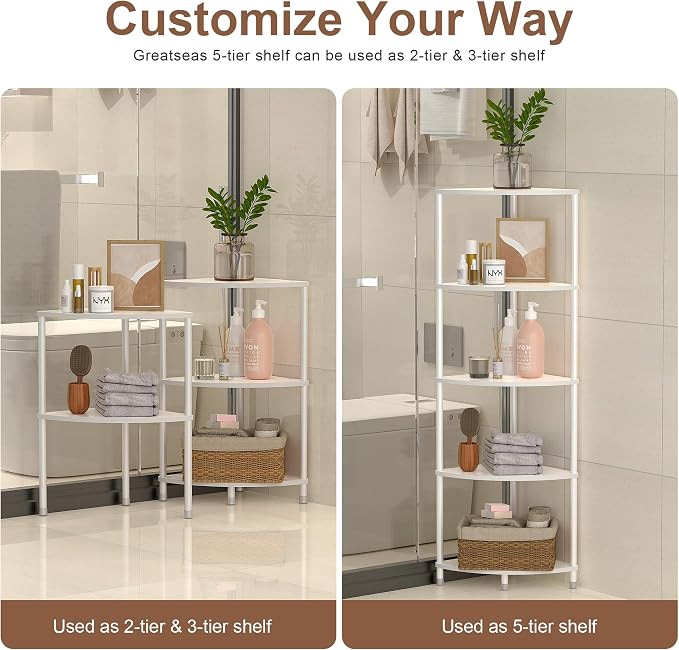 5 Tier Corner Shelf Stand, 44.1" Kitchen Shelf Organizer - Image 2