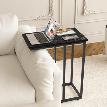 VECELO C Shaped End Side Table for Sofa Couch and Bed Snack TV Tray for Living - Image 6