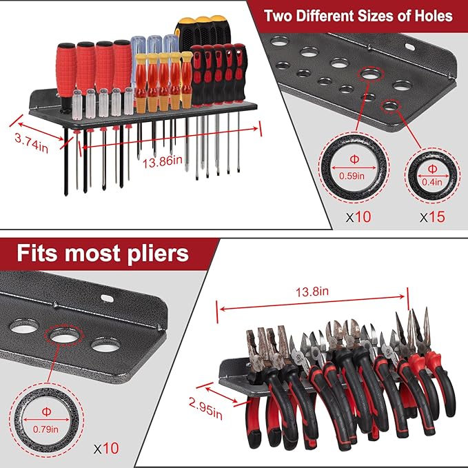 Screwdriver Organizer, Metal Plier Organizer Hammer Rack Screwdriver Holder - Image 2