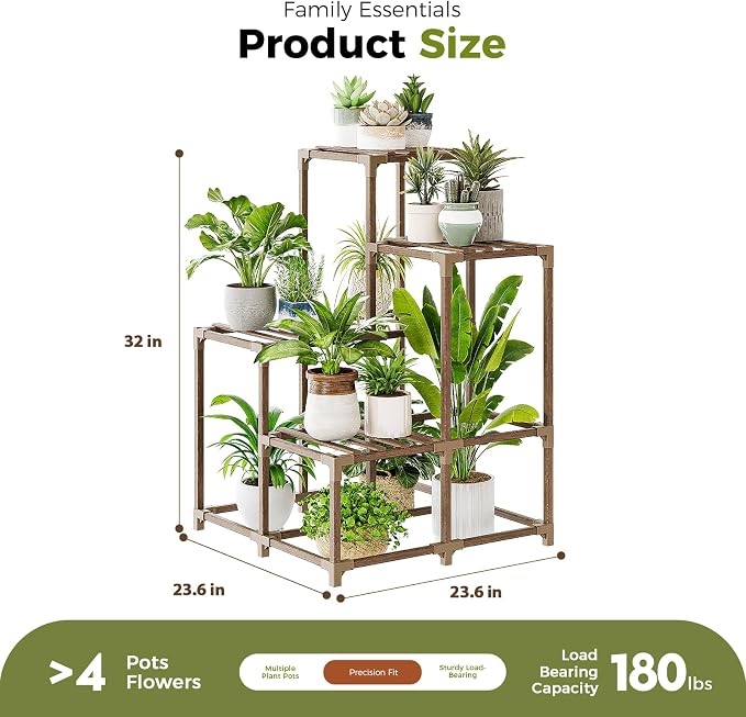 Bamworld Corner Plant Stand Indoor Outdoor Plant Shelf Small Plant Table - Image 4