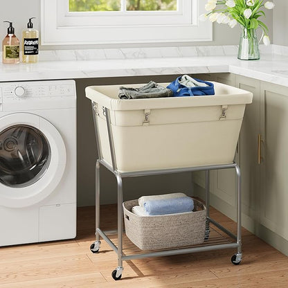 ELYKEN Laundry Cart with Wheels, Rolling Laundry Hamper with Removable Bag and - Image 2