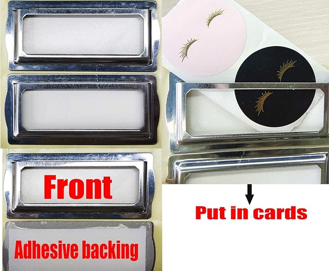 Self Adhesive Metal Bookplates for Books Cards 10Pcs Horizontal Clip Label | - Image 3