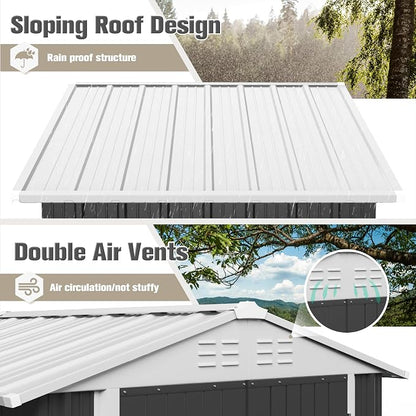 JUMMICO Metal Outdoor Storage Shed 6 x 8 FT Metal Shed - Image 4