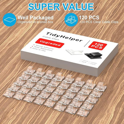 120 PCS Cable Clips Clear, Upgraded Adhesive Cord Clips - Image 2
