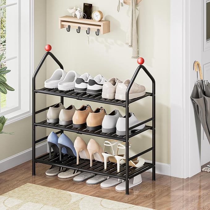 Shoe Rack, 3-Tier Shoe Organizer, Metal Storage Shelf, Shoe Rack - Image 6