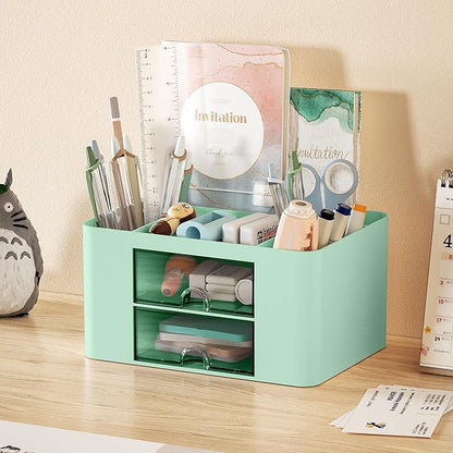 Marbrasse Pen Organizer with 2 Drawer, Desk Organizers and Accessories with 5 - Image 2