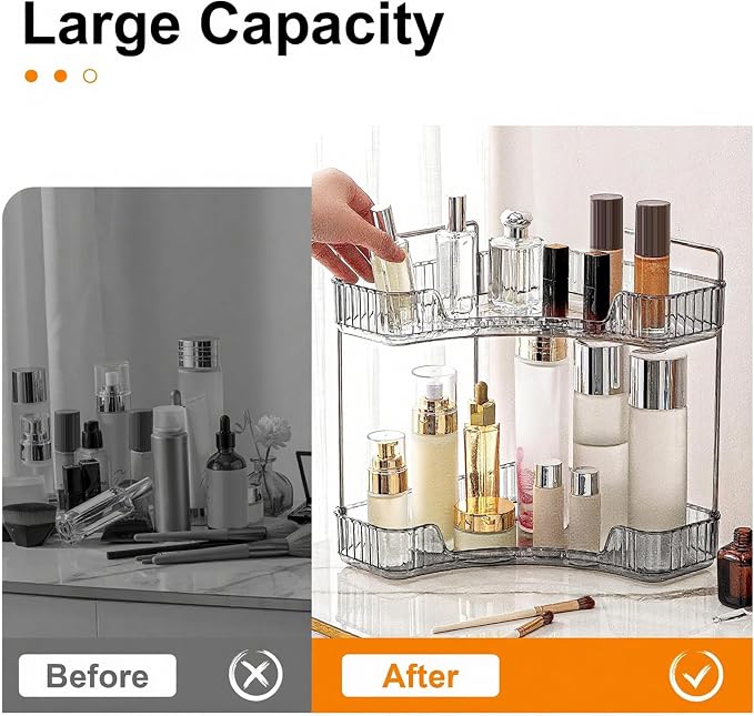 Corner Bathroom Countertop Organizer, 2 Tiers Vanity Trays - Image 3