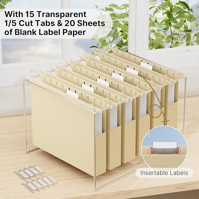 Wheat Straw Plastic Hanging File Folder Letter Size, Heavy Duty 1" Expanding - Image 5