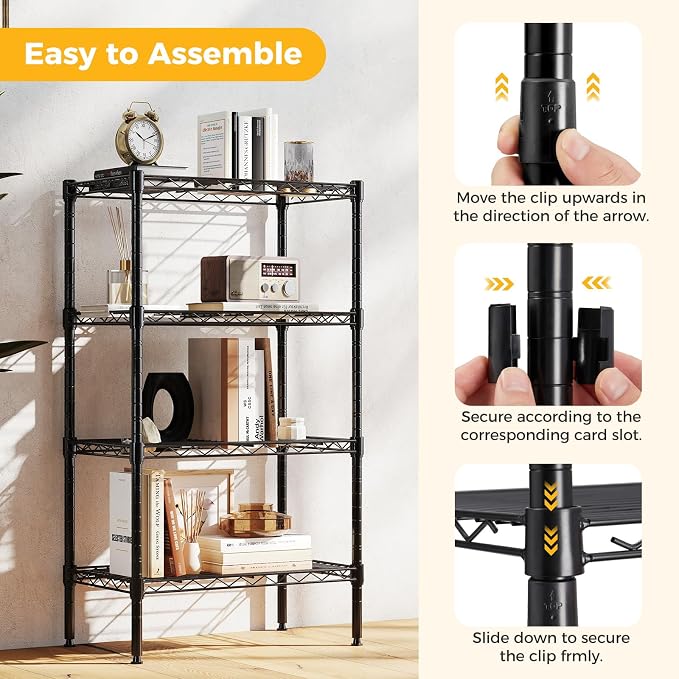 NEWBULIG 5-Tier Wire Storage Shelves, 200 lbs Heavy Duty Steel Rack, tool-free - Image 4