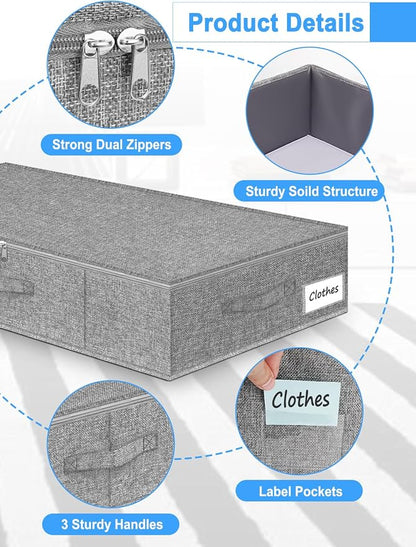6.7-Inch Tall Under Bed Storage Container, Underbed Storage Bin w/Rigid Sides & - Image 7