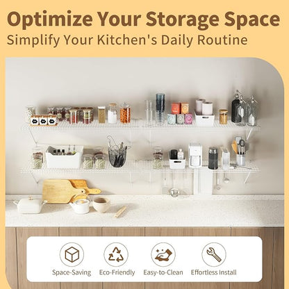 Closet Shelves Wall Mounted, 4 Pack 4 ft x 12 in White Wire Shelving Kit - Image 5