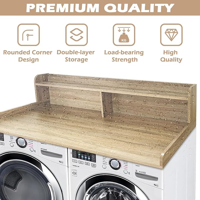 Royxen Laundry Countertop with 2-Tier Shelf Universal Fit, Washer and Dryer - Image 5