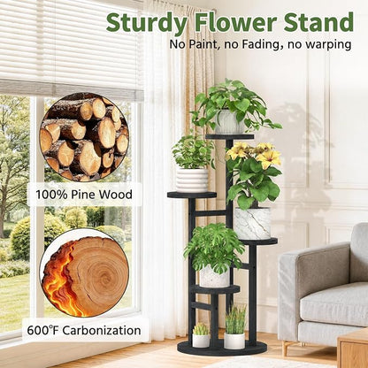 ASZOLA 4 Tiered Wood Plant Stand Indoor Corner - Image 8