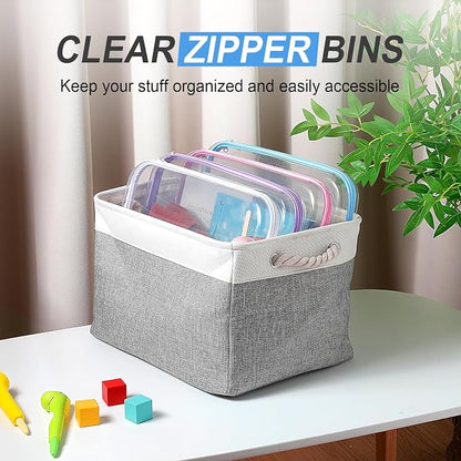 Hoolerry 4 Pcs Hard Clear Zipper Case Makeup Bags Plastic Pencil Pouch - Image 6