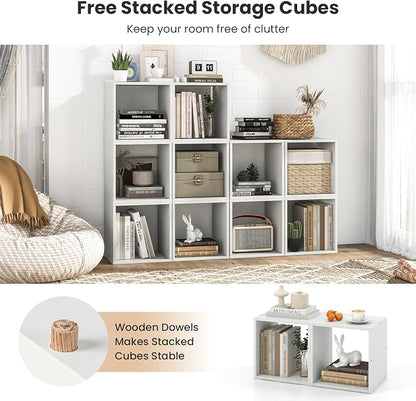2 Stackable Cubes Bookcase, Wooden Cubby Storage Organizer - Image 5