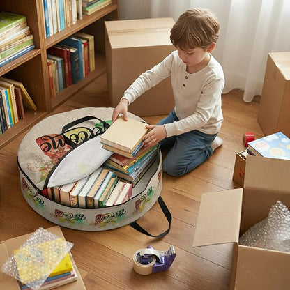 24 Inch Round Storage Bag 1 Pack, Welcome Words on Retro Linen Waterproof - Image 9