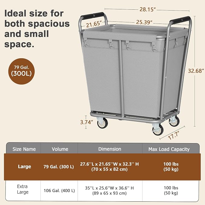 Hoctieon Large Laundry Cart - Image 9