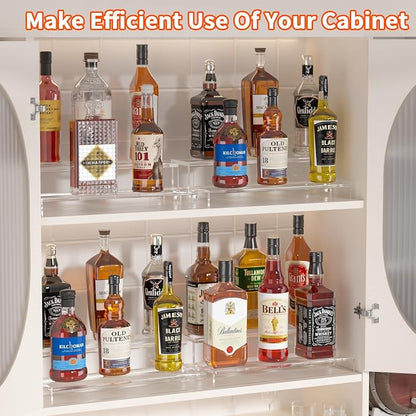 JUESHA 2 Tier Liquor Bottle Display Shelf, Step Alcohol Bottle Organizer - Image 4