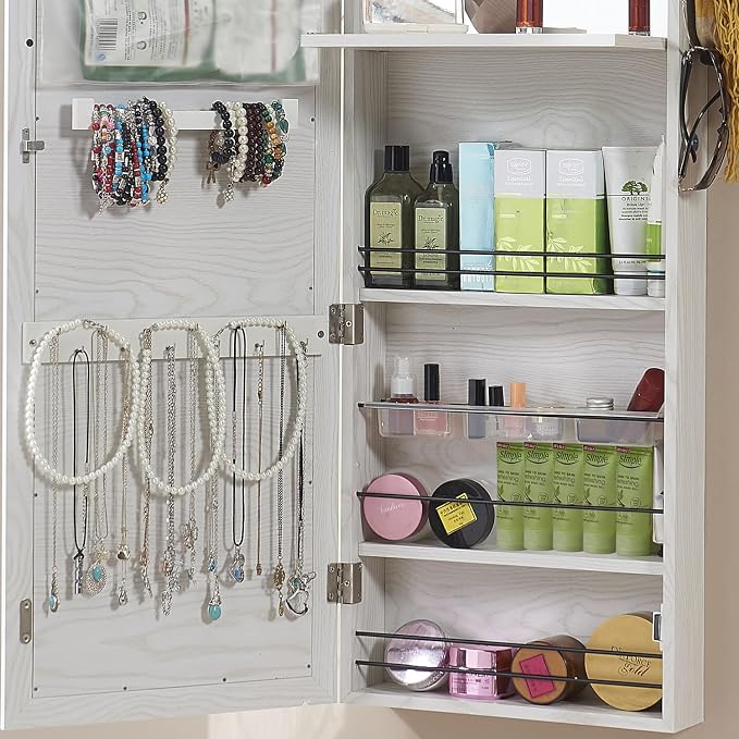 GISSAR Jewelry Mirror Armoire Wall Mount Over The Door Cabinet Storage - Image 9