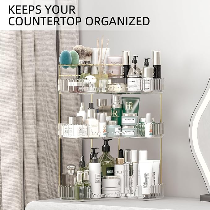 Makeup Organizer Countertop 3 Tier, Corner Bathroom Countertop Organizer - Image 7