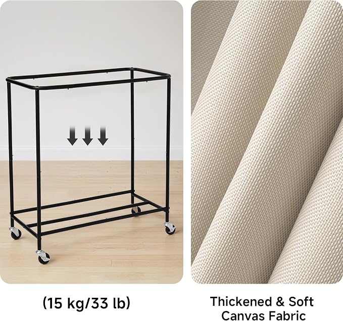 StorageWorks 3 Section Laundry Hamper, Rolling Laundry Cart - Image 5