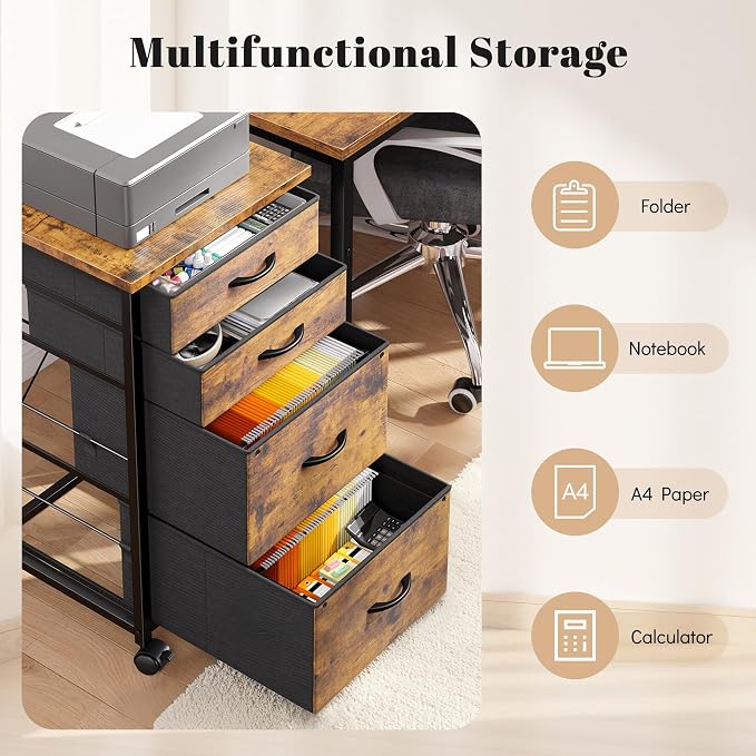 4 Drawers Mobile File Cabinet Vertical Filing Cabinet - Image 7