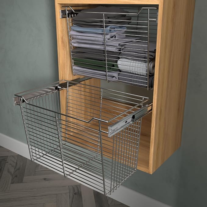 Chrome 24" Classic Closet Wire Basket Tall | 15.9" Height, Full-Extension - Image 3