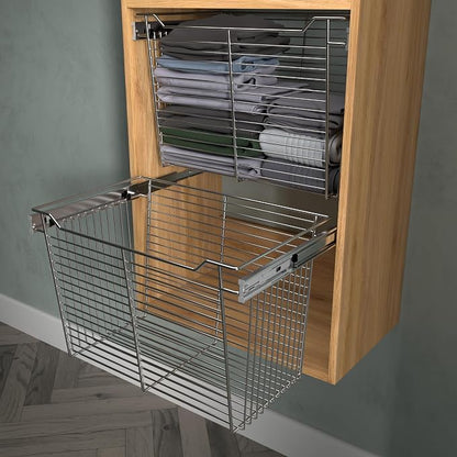 Chrome 24" Classic Closet Wire Basket Tall | 15.9" Height, Full-Extension - Image 3