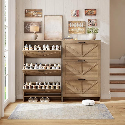 Nicetree Shoe Cabinet for Entryway, 3 Flip Drawers Shoe Storage Cabinet - Image 8