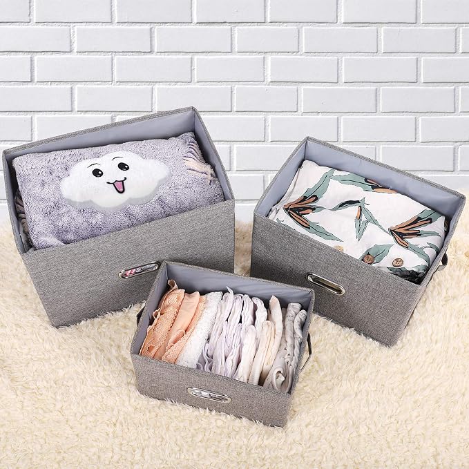 Large Linen Fabric Foldable Storage Bins - Image 4