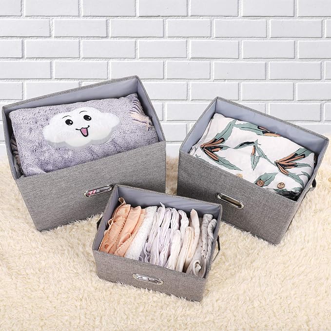 Large Linen Fabric Foldable Storage Bins - Image 4