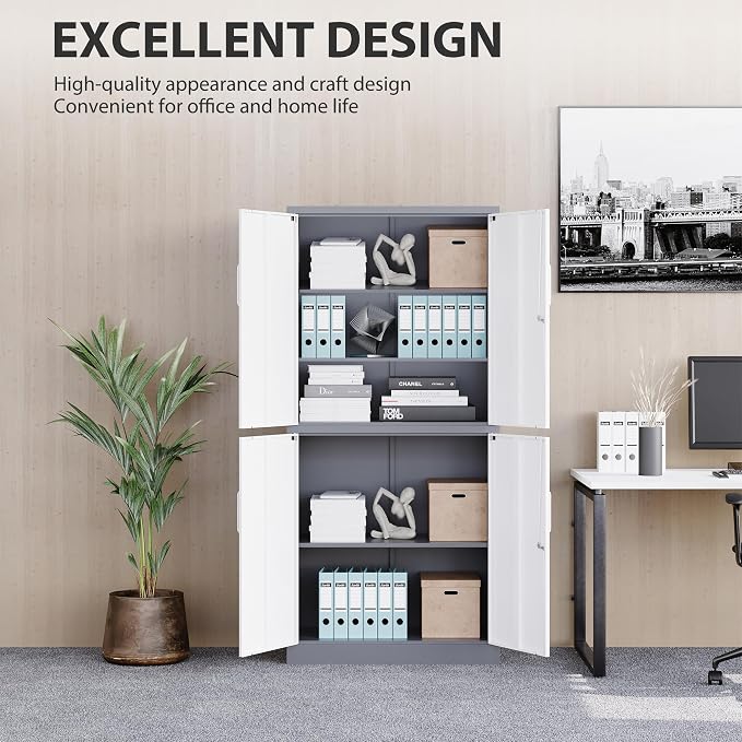 Metal Storage Cabinets with Doors and Shelves, Tall Storage Cabinets with Lock - Image 6