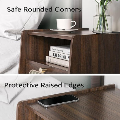 Nightstand Set of 2, Rattan Night Stands - Image 6