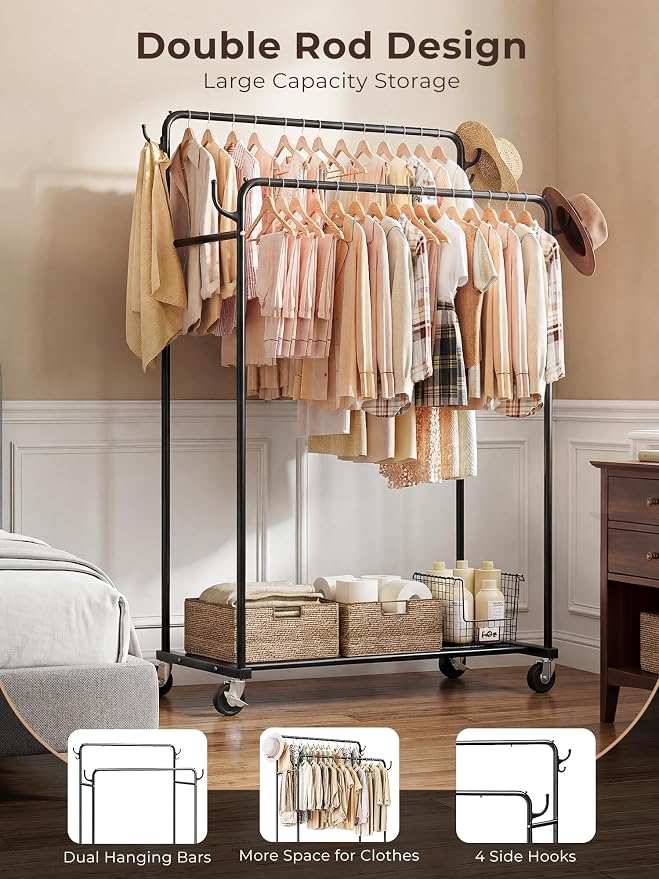 Clothes Rack, Rolling Clothing Rack - Image 2