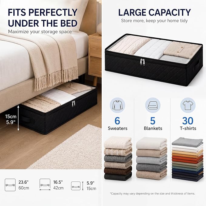 Fixwal Black Underbed Storage Bags - Image 2